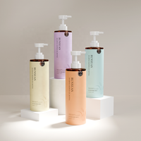 500ml vide rond shampooing revitalisant cheveux bouteille de lotion liquide étiquette personnalisée 750ml PET Gel douche bouteilles en plastique