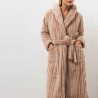 Peignoir chaud pour femme automne-hiver, col châle large, ceinture, doubles poches, coupe ample, long, pour la détente