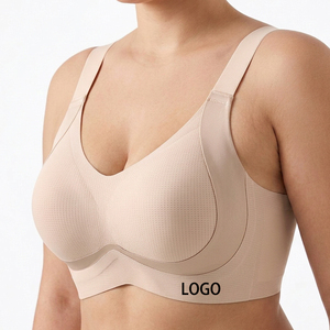 Sujetador sin costuras SHANGBINI de malla transparente, talla grande, con copas moldeadas, borde sellado, banda en V, bralette cómodo - Product Image 1
