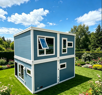 Maison de conteneur modulaire préfabriquée de luxe à double étage, 20 pieds ou 40 pieds, en acier léger respirant, style moderne