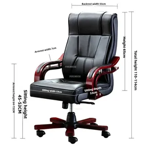 Fauteuils de bureau en cuir français, chaise d'ordinateur pour bureau et chambre, mobilier de bureau européen, chaise de gaming pivotante, fauteuil simple avec dossier et accoudoirs - Product Image 6