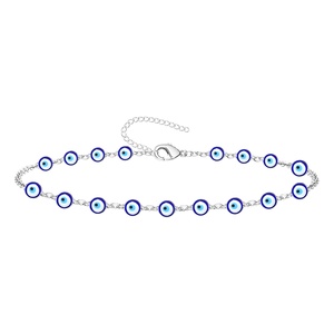 Braccialetto in acciaio inossidabile con perline e zircone occhio turco elegante minimalista largo 1cm - Product Image 3