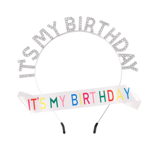 إكسسوارات شعر للحفلات وأعياد الميلاد، تاج للفتيات، طوق شعر مطلي بالمينا من السبائك مع عبارة 'إنه عيد ميلادي' - Product Image 6