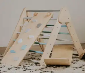 त्रिकोण foldable लकड़ी के घर के अंदर कट्टर और रैंप फ्रेम इनडोर खेल का मैदान चढ़ाई फ्रेम बच्चे खेलने जिम फ्रेम बच्चों के लिए