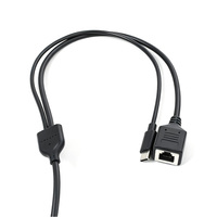 Câble répartiteur OEM RJ12 6P6C mâle vers USB Type C mâle et RJ12 femelle 1M Noir