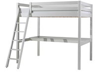 Lit superposé moderne en bois de pin massif, écologique, pour chambre d'enfant, avec pieds carrés blancs et protection anti-chute