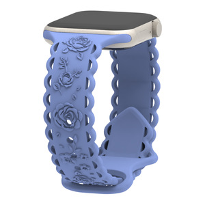 Bracelet en silicone à motif de rose en relief pour Apple Watch Band 38 40 41 42 44 45 49 mm pour Iwatch Ultra 2 - Product Image 5