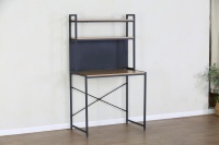 Bureau d'ordinateur avec huche et panneau perforé, table d'écriture de rangement DIY avec étagères à 2 niveaux, table d'étude industrielle avec cadre en X