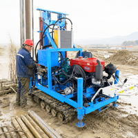Foreuse hydraulique rotative sur chenilles CE agricole 35 CV diesel pour puits d'eau de 200 m avec tubes et trépans de forage