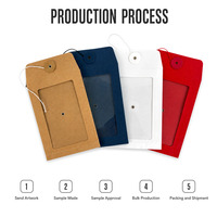 Sac en papier kraft avec fenêtre transparente en PVC et fermeture à cordon boutonné, sac d'emballage cadeau pour boutique de détail et petites entreprises