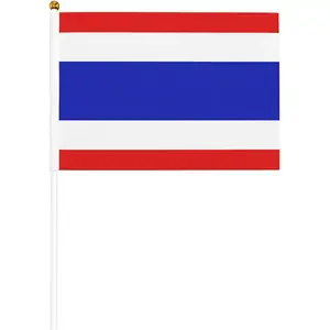 Top Fashion 75D Poliéster Impresión digital Mini Tailandia Banderas que ondean a mano con buena calidad del producto