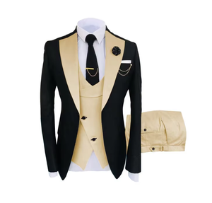 Costume trois pièces élégant pour homme 100% polyester, couleurs mélangées, pour marié, témoin, mariage, banquet, grande taille - Product Image 3