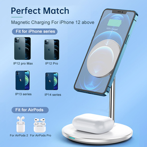 Cargador inalámbrico 2 en 1 para iphone y <span class=keywords><strong>android</strong></span> para <span class=keywords><strong>airpods</strong></span>, producto más vendido, cargador magnético sans fil 15w - Product Image 2