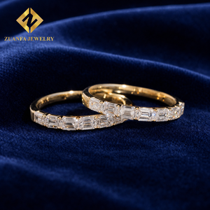 Anillo de Diamante Cultivado en Laboratorio con Corte Esmeralda de Zuanfa Jewelry, Banda de Media Eternidad de Oro de 10K, Joyería Fina para Mujer, Anillo de Boda - Product Image 5
