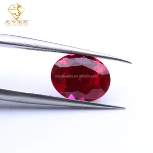 Wuzhou wholesale Synthetic corundum ruby 6*8 Oval shape 5# ruby Corundum loose Gemstone