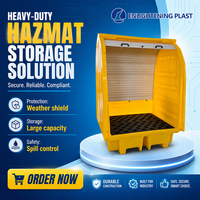 Palette anti-déversement IBC à toit rigide avec bac anti-fuite en PP/HDPE résistant à la corrosion et entrée 4 voies pour le stockage de conteneurs chimiques
