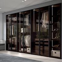 Design Italien Mobilier de Chambre Moderne Armoire en Verre Penderie en Bois pour Chambre à Coucher Rangements de Chambre