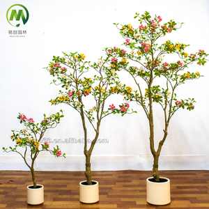Piante Decorative in Plastica all'Ingrosso, <span class=keywords><strong>Fiori</strong></span> in Tessuto di Seta, Albero Artificiale Sempreverde in <span class=keywords><strong>Vaso</strong></span>, Finto Rhaphiolepis Indica - Product Image 1