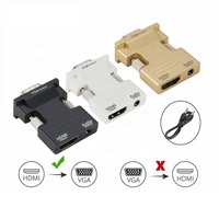 Konverter Adaptor 1080p Female ke VGA Male dengan Kabel Audio 50cm, Konektor Berlapis Nikel dengan Selubung PVC untuk Komputer