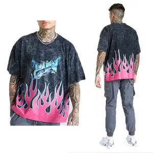 WORKOUT Round-Neck Men's T-shirt Fashion Printed Short Sleeve Blank Custom Vintage acid Wash T shirt for men