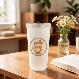 Gobelets jetables en plastique PP transparent givré écologiques de 12 oz/16 oz/24 oz avec couvercle pour <span class=keywords><strong>bubble</strong></span> <span class=keywords><strong>tea</strong></span> et milk <span class=keywords><strong>tea</strong></span>, avec logo de mariage personnalisé - Product Image 3