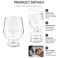 Gobelet à pied en verre borosilicate transparent de 12 oz avec logo personnalisé pour jus, cocktails, café glacé – Idéal pour restaurants, bars et usage domestique