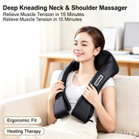 Coussin de massage ergonomique enveloppant le cou, appareil de pétrissage électrique compact pour détendre les muscles endoloris et la fatigue quotidienne