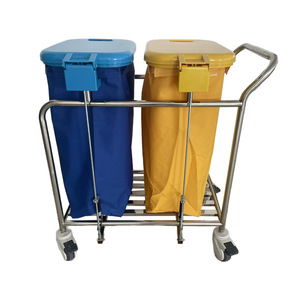 Carrito de Limpieza con Doble Cubo, Estructura de Acero Inoxidable, 4 Ruedas con Freno, Bolsas de Basura de Tela Oxford, Uso en Interiores - Product Image 2