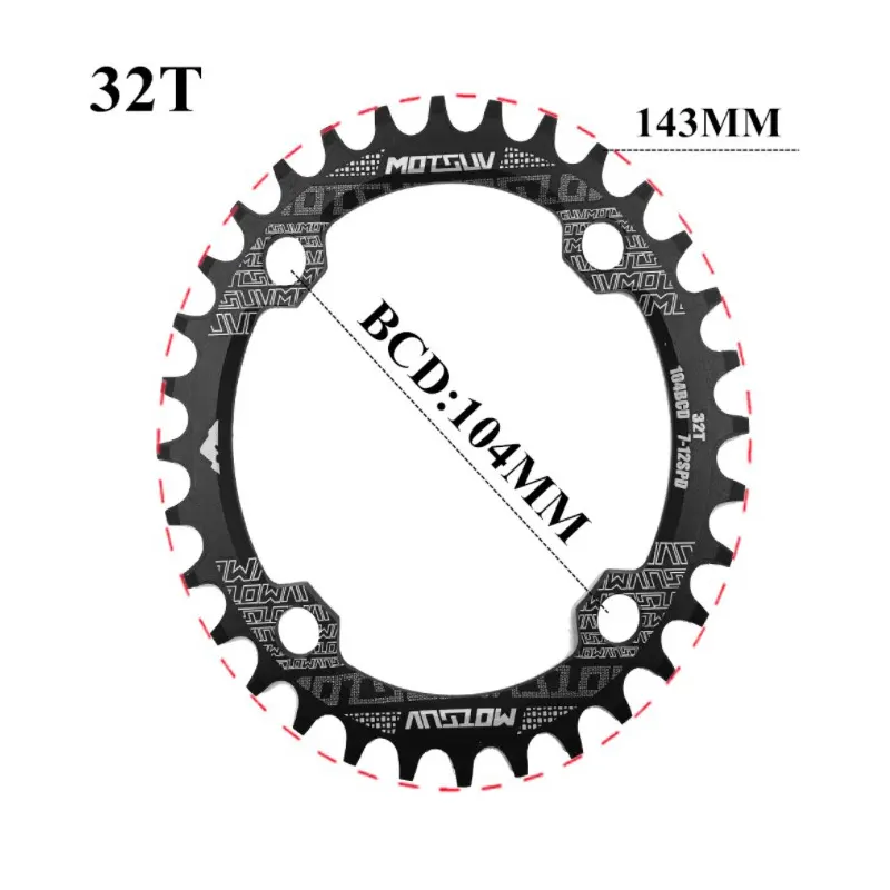 จักรยานเสือภูเขากลมและรูปไข่104BCD Chainring,ชิ้นส่วนแผ่นฟันอลูมิเนียมอัลลอยด์