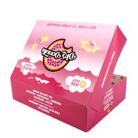 Boîte à donuts écologique avec poignée, finition mate et gaufrage pour restaurants de donuts, emballage alimentaire en carton coloré