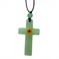 Collier intelligent NFC étanche 20g en pierre précieuse naturelle, pendentif croix en jade, programmable pour partage sur les réseaux sociaux - Vente en gros