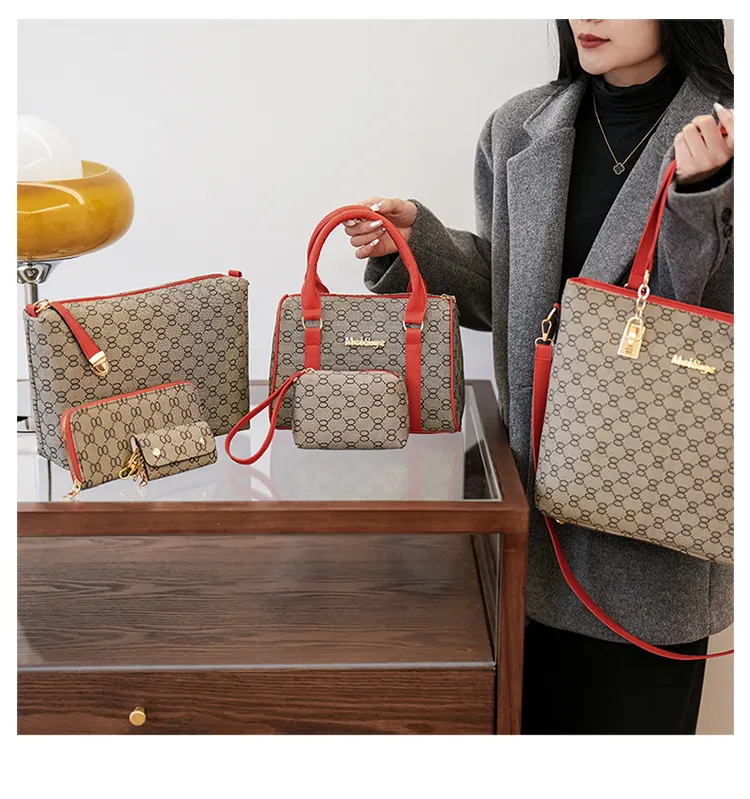 China Wholesale Handbags and Wallet Sets 6pcs Ladies Handbags Women Bags PU Leather Shoulder Handbag SetFor Women