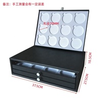 Boîte de rangement pour lentilles de lunettes à 3 niveaux en cuir PU noir, présentoir pour échantillons de lentilles, vitrine de 70 mm, fabriqué en Chine