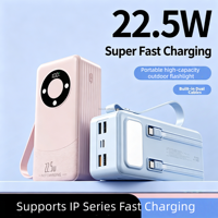Banco de Energía Portátil Personalizable de Gran Capacidad, 20W 22.5W, Carga Rápida PD, 30000mAh, LED, Cable Integrado, 40000mAh 50000mAh