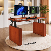Bureau debout moderne en bois massif à double moteur, avec tiroir électrique réglable en hauteur et finition grain de bois – Vente chaude