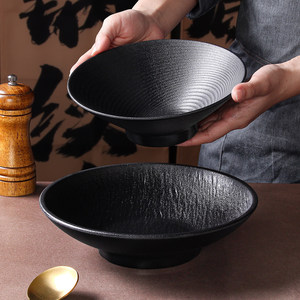Xiangyuan <b>melamine</b> tableware <b>plates</b>, commercial black thickened round <b>plates</b>, hotel hot pot buffet plating, restaurant serving - Product Image 4