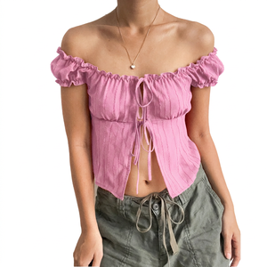 เสื้อแขนพองสไตล์สาวฮอตสำหรับฤดูร้อน รุ่นใหม่ ทรงเข้ารูป แมทช์ได้กับทุกชุด แขนสั้น - Product Image 3