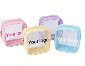 กระเป๋าเครื่องสำอางใสแบบพกพาสำหรับผู้หญิง ฤดูร้อน เป็นมิตรกับสิ่งแวดล้อม ขนาดใหญ่ จุของได้เยอะ กันน้ำ ผลิตจาก PVC ไนลอน รับผลิตตามแบบ - Product Image 1