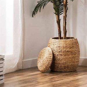 Cesta de Almacenamiento Grande de Mimbre Hecha a Mano con Tapa y Manta Tejida a Mano Multifuncional - Product Image 5