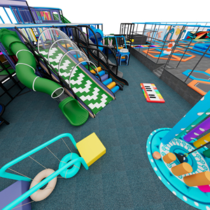 Free 3D Custom Design <b>Trampoline</b> Amusement Park Facilities Children Indoor Playground With Big Slide and Ninja Warrior - Product Image 5