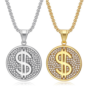 Hip Hop Style Mode Vintage US Dollar Pendentif En Acier Inoxydable Chaîne Collier Bijoux Hommes Mâle Charme Colliers - Product Image 4