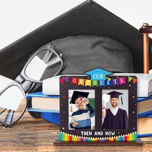 Cornice Fotografica in Legno per Laureati: Allora e Ora - Espositore Doppio per Foto, Regalo Ricordo di Laurea, Decorazione per Feste a Casa, Oggetto per Photo Booth - Product Image 5
