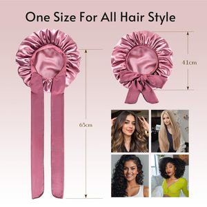 Bonnet de nuit en satin de soie personnalisé avec logo, pour femme, avec long ruban à nouer et large bande élastique - Utilisation quotidienne, toutes saisons - Product Image 4