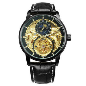 Wholesale Waterproof Fashion Quartz watches Casual Moon Phase Carved Hollow <b>Automatic</b> Mechanical Watch for Men - Product Image 4