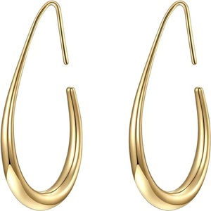 Boucles d'oreilles créoles goutte d'eau 30 mm en alliage de zinc, bijoux de fête pour femme, design géométrique - Product Image 3