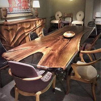 Meuble d'extérieur de luxe en résine époxy, table rectangulaire, en bois massif, pour restaurant, 15 pièces
