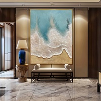 Cuadro Grande 3D de Paisaje Costero, Arte Texturizado, Lienzo Abstracto, Decoración de Pared, Regalo para la Inauguración de una Casa