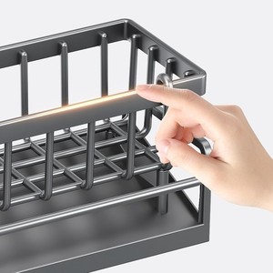 Kitchen Draining <strong>Rack</strong> for Sink Storage Sustainable <strong>Plastic</strong> Dinnerware Holder Multifunction Design Simple Modern Style Grey Space - Product Image 2