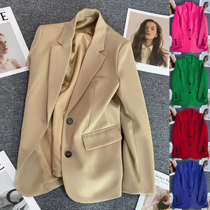 Mujeres Formal Slim <span class=keywords><strong>Blazer</strong></span> Forrado Otoño Primavera Manga Larga Bolsillos Abrigo Oficina Señora Sólido Traje de Moda Abrigo - Product Image 1