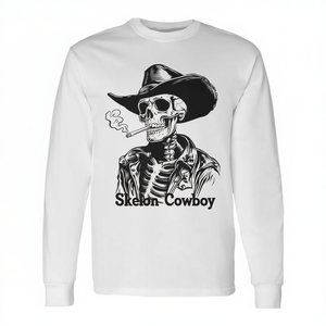 Camiseta de Manga Larga Skeleton Cowboy con Diseño de Calavera Gótica Occidental - Product Image 2